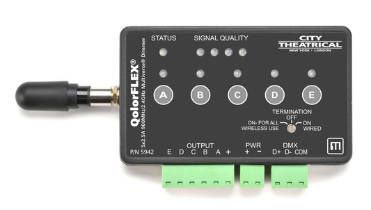 City Theatrical-QolorFLEX 5x2.5A 2.4GHz Multiverse Dimmer-5943