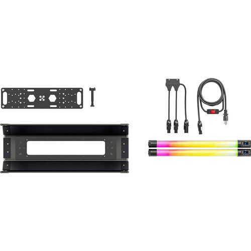 Quasar Science 924-5223 - 2' 2-Bank Shell c/w Ossium plate & 2x 2' Rainbow 2 (US Power Cable)
