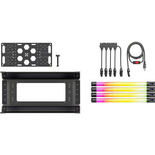 Quasar Science 924-5243 - 2' 4-Bank Shell c/w Ossium plate & 4x 2' Rainbow 2 (US Power Cable)