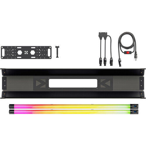 Quasar Science 924-5423 - 4' 2-Bank Shell c/w Ossium Plate & 2x 4' Rainbow 2 (US Power Cable)