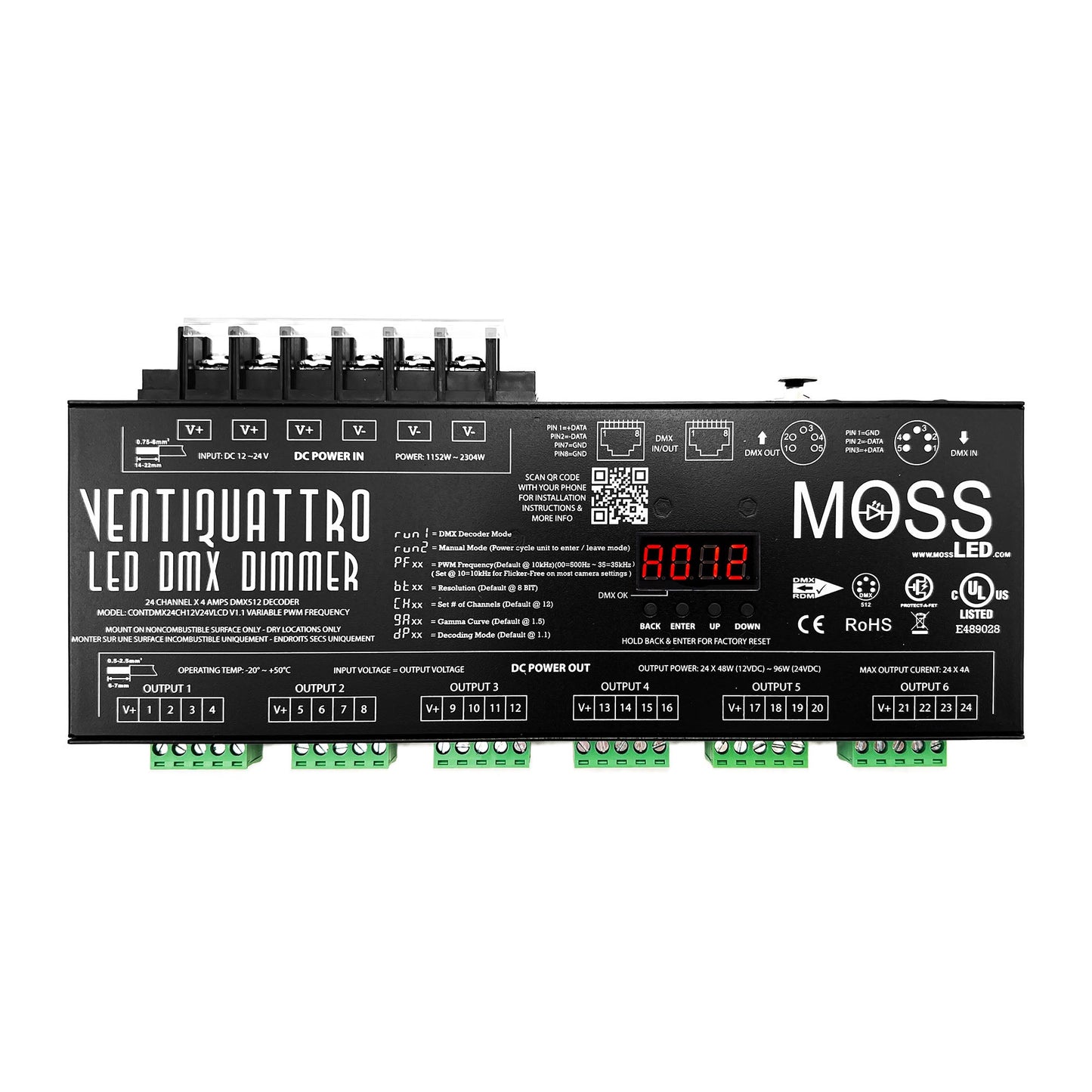 MossLED CONTDMX24CH12V24VLED VentiQuattro-LED DMX - 24 Channel Dimmer