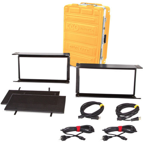 Kino Flo - KIT-DL22XU - Diva-Lite 20 LED DMX Kit (2-Unit), Univ w/ Flight Case (Includes Diva-Lite 20 LED DMX Fixture (x2), Louver 90° (x2), Baby Receiver (16mm) (x2), Flight Case)