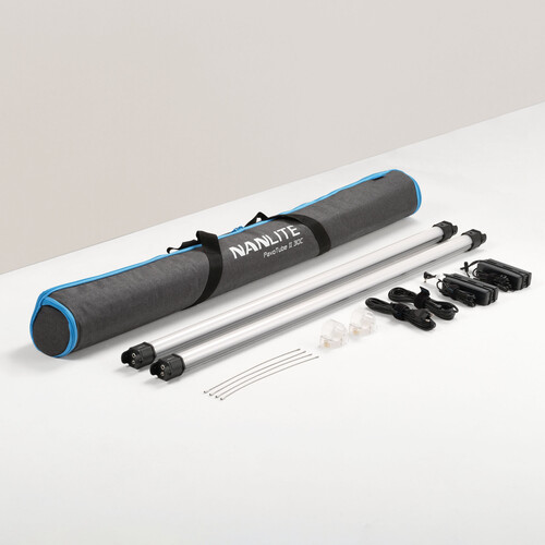 Nanlite PavoTube II 30C 4' LED Tube Lights with AC Chargers, Mounts, and Case 2 Light Kit