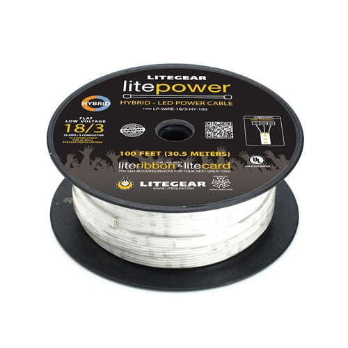 LiteGear WI1.00104 Wire Roll, 18AWG 3-Conductor, Black, 500 ft. (Flat)
