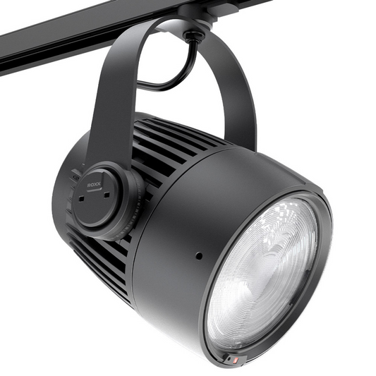 ROXX T.SHOW Mini TW+
100w RGBALC LED, TLCI 98, CRI 97
BLE, CRMX, IP65, Eutrac/Stucci Track adapter, 100-260v, black
*does not include lens