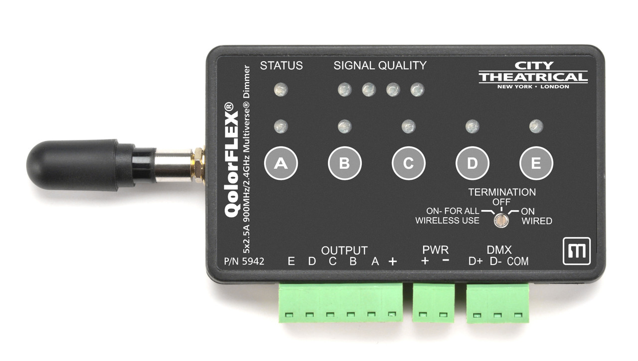 City Theatrical-QolorFLEX 5x2.5A 900MHz/2.4GHz Multiverse Dimmer-5942