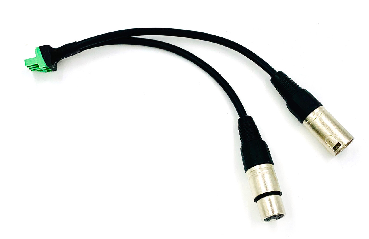 City Theatrical-XLR5M AND XLR5F TO THREE POSITION PHOENIX CONNECTOR FEMALE, 6"-5950