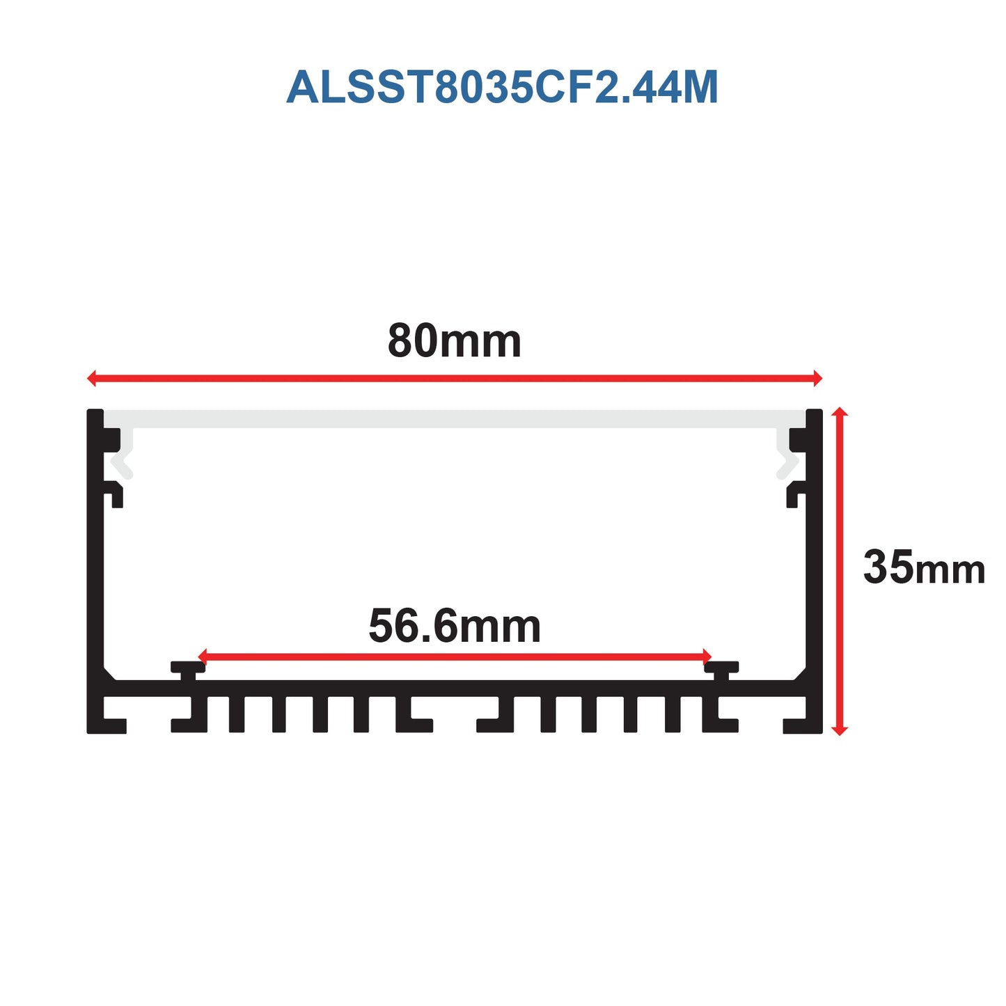 MossLED ALSST8035CF2.44M Aluminum Channel - MOSS-ALSST-8035C