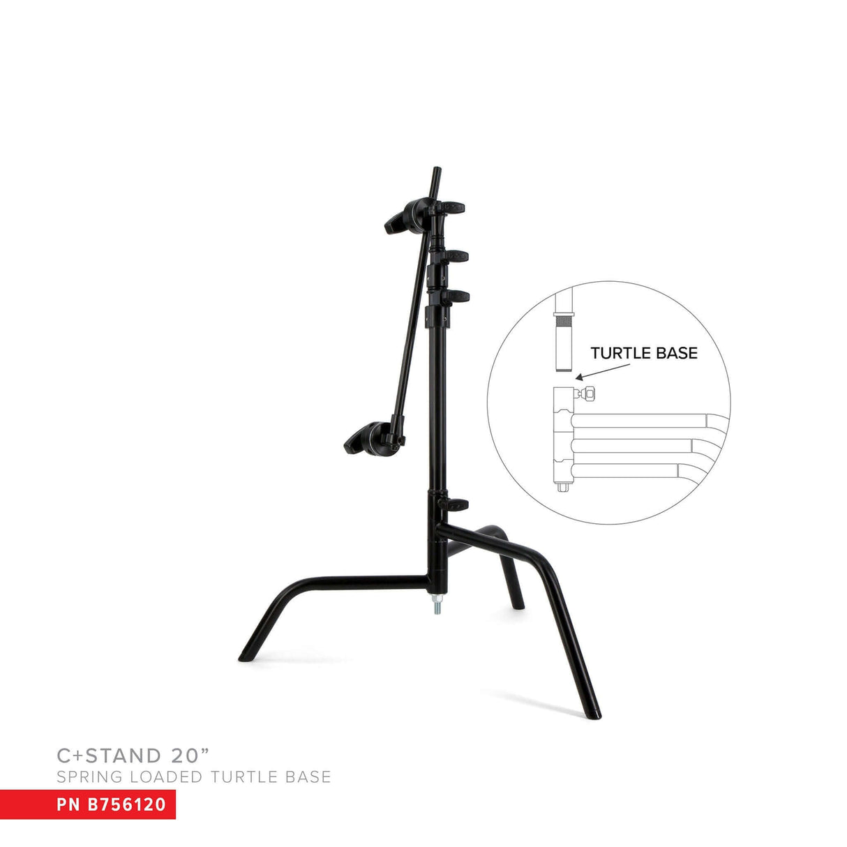 Matthews - B756120 - 20" C+Stand w/Turtle Base, Grip Head & Arm Black