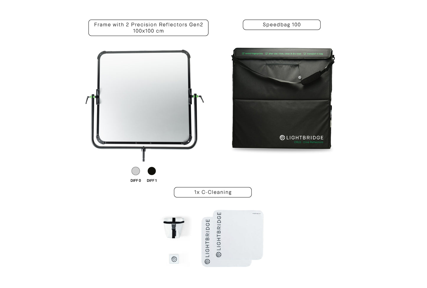 Lightbridge C0400040-02 C-100 Frame Diff 0/1 (Gen2) with Speedbag – Dual-Sided Hard Light Touchproof CRLS Precision Lighting Reflectors