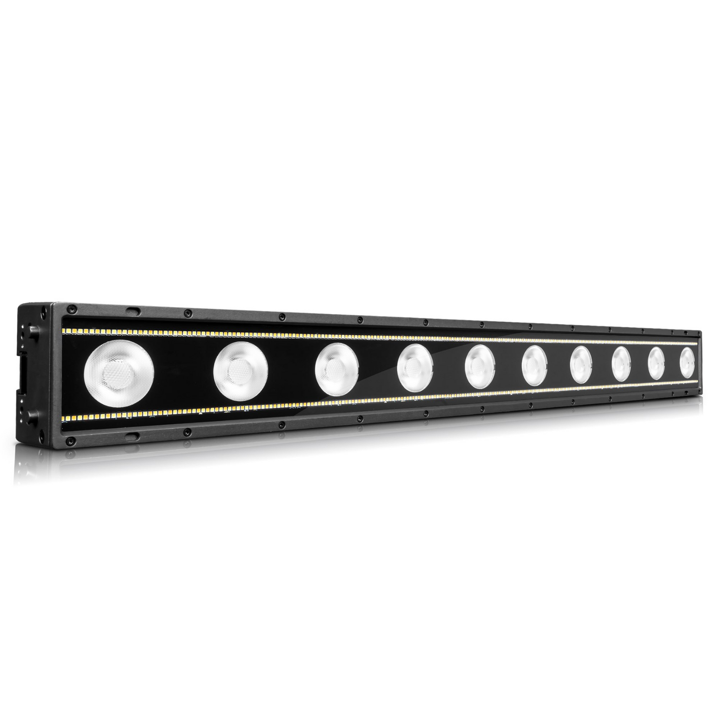 Claypaky Tambora Glare:
10x 50w RGBA LEDs, 22° (Wash)
250x 1w CW LEDs, 250x 1w WW LEDs (Strobe)
100-240V, 50/60 Hz ETL IP66