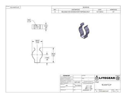 LiteGear FL1.00100 Fluorescent Mounting Clip, T-8