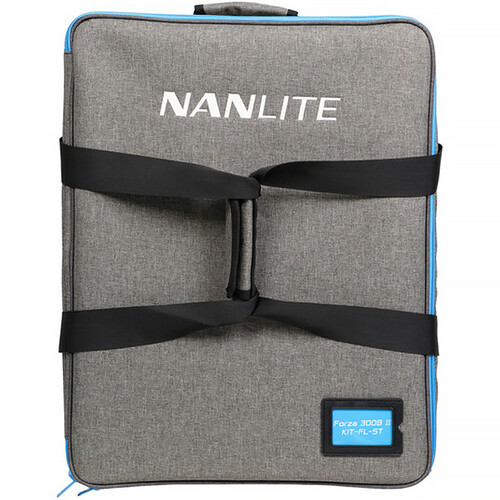 Nanlite Forza 300B II Bi-Color LED Spotlight, FL-20G Fresnel, and Rolling Padded Case Kit