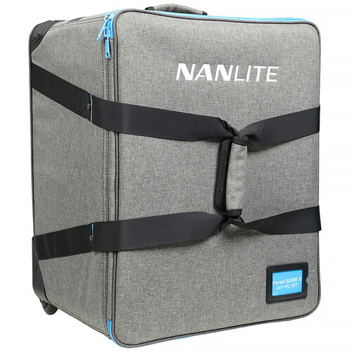 Nanlite Forza 500B II Bi-Color LED Spotlight, FL-20G Fresnel, and Rolling Padded Case Kit