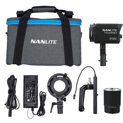 Nanlite Forza 60B II Spotlight incl. reflector, AC, DC battery grip, Bowens adapter and case