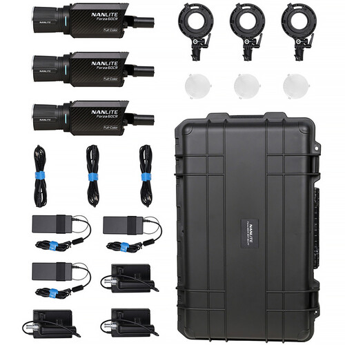 Nanlite Forza 60CR RGBLAC LED Spotlight with CRMX 3-Light Kit with Rolling Hard Case