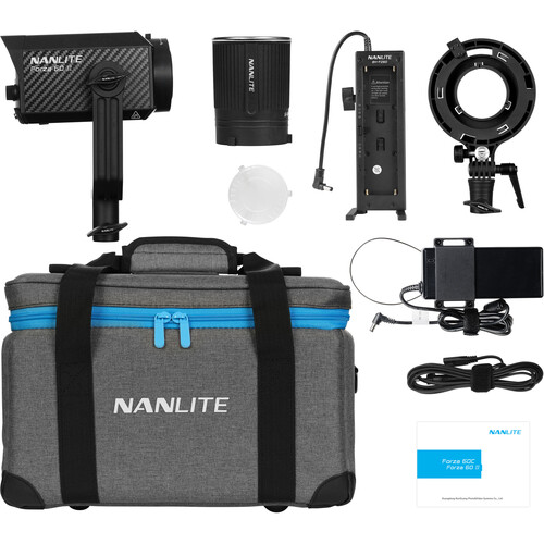 Nanlite Forza 60 II Spotlight incl. reflector, AC, DC battery grip, Bowens adapter and case