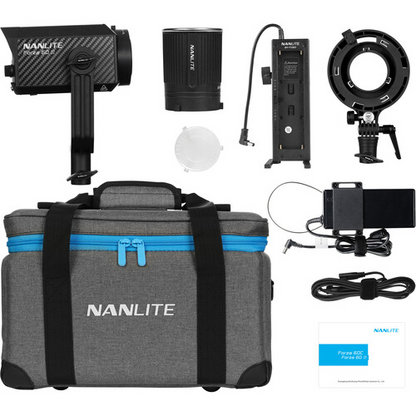 Nanlite Forza 60 II Spotlight incl. reflector, AC, DC battery grip, Bowens adapter and case