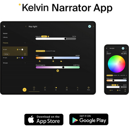Kelvin Play Pro 3-Light Kit in Case with Light Modifiers, RGBACL LED Pocket Creative Panel Light