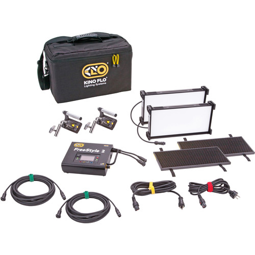 Kino Flo - KIT-F102BU - FreeStyle Mini LED DMX Kit (2-Unit), Univ w/ Soft Case (Includes FreeStyle Mini LED Fixture (x2), Louver 90° (x2),25ft Head Extension (x2), Soft Case)