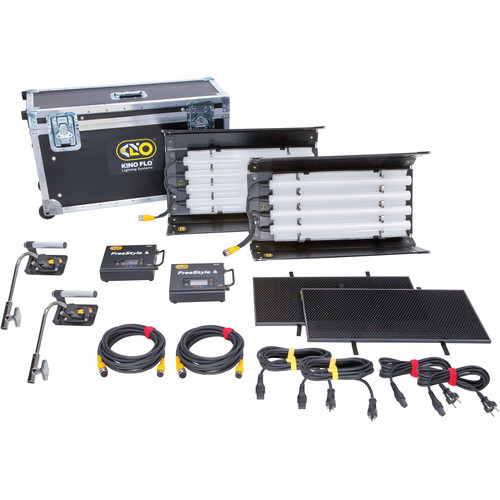 Kino Flo - KIT-FT24NU - FreeStyle T24 Interview DMX Kit (2-Unit), Univ (Includes FreeStyle T24 System with MTP-BG41 Mount (x2),FreeStyle 2ft LED Tube (x8), Interview Ship Case)