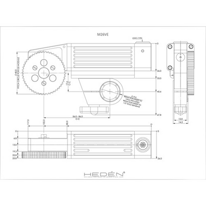 HEDEN M26VE 256-3.3k Lens Motor with Dual-Pin Hub