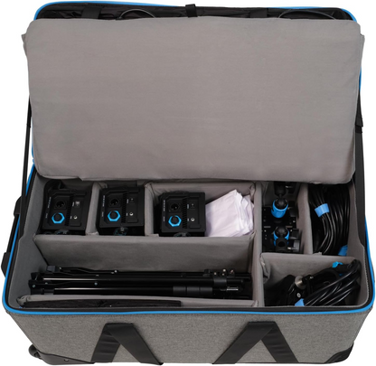 Nanlite PavoSlim 60B Bi-Color LED Panel 3-Light Kit with Light Stands, Pop-Up Softboxes, and Rolling Case