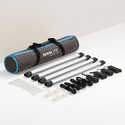 Nanlite PavoTube II 15C 2' LED Tube Lights with AC Chargers, Mounts, and Case 4 Light Kit