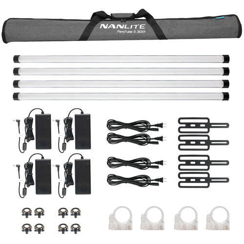 Nanlite PavoTube II 30XR 4FT CRMX Pixel Tubes with Internal Battery 4-Light Kit