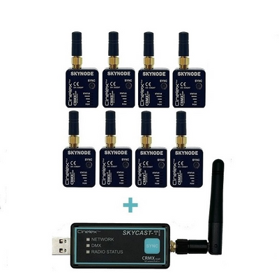 Cinelex Bundle Includes: 1x SKYCAST-A-RDM, 8x SKYNODE²