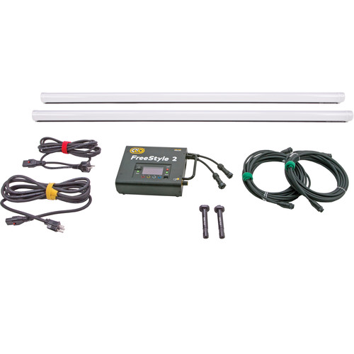 Kino Flo - SYS-FTS4002 - FreeStyle 4ft LED DMX System (2-Tube), Univ (Includes FreeStyle 120 LED DMX Controller, 25ft Head Extension (x2),