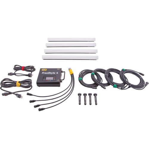 Kino Flo - SYS-FTS4004 - FreeStyle 4ft LED DMX System (4-Tube), Univ (Includes FreeStyle 140 LED DMX Controller, Splitter, 25ft Head Extension (x4),