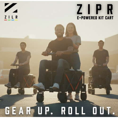 ZILR ZIPR 2WD Electric KIT Cart | Motorized Film Equipment Cart for Camera & Production Crews
